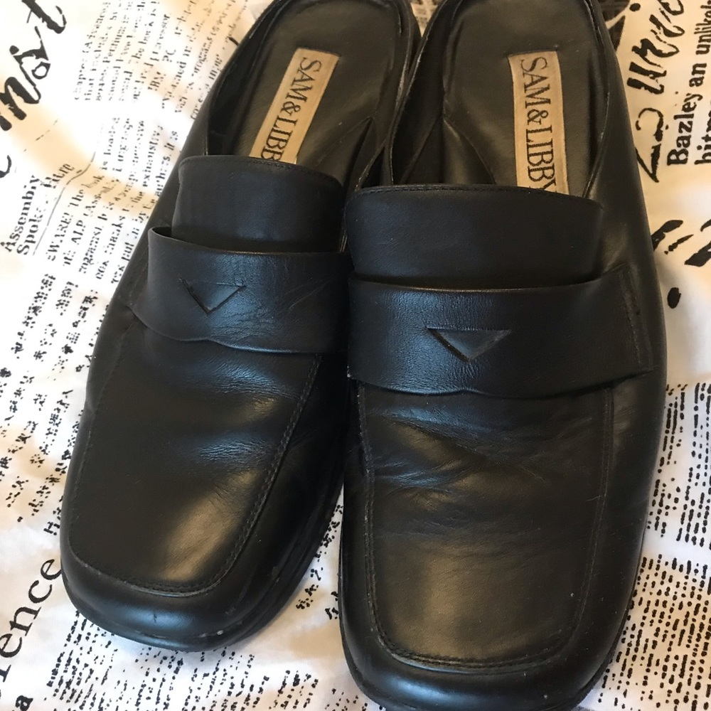 Slide leather loafers